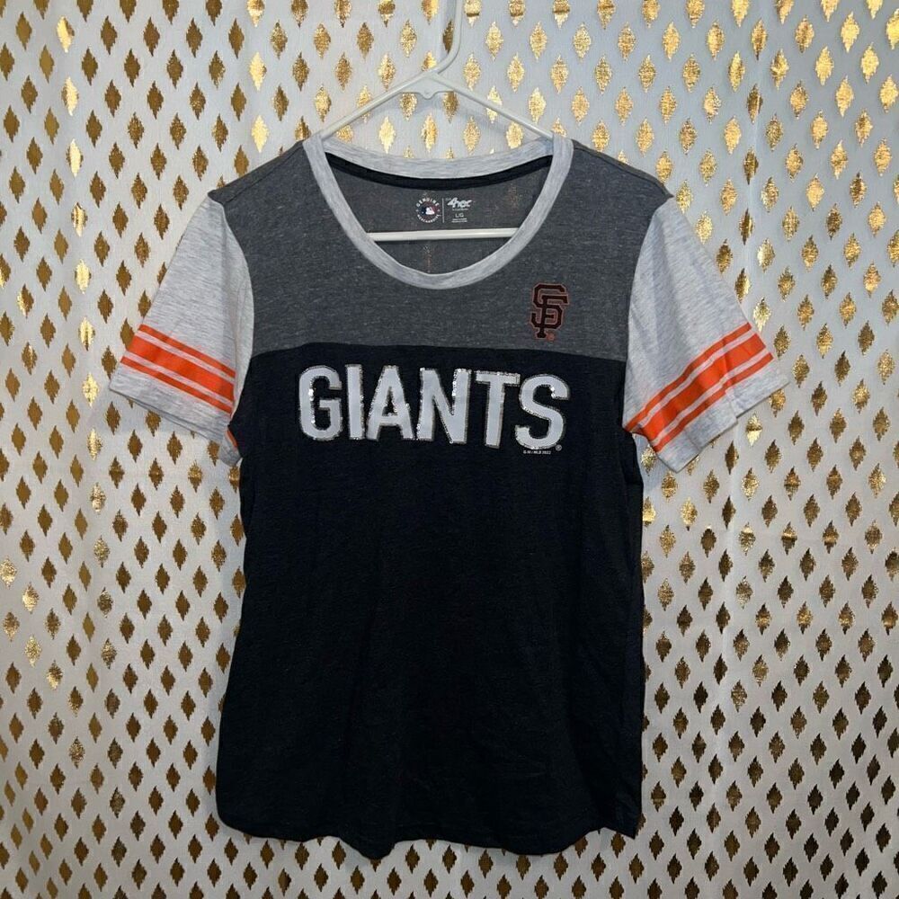 Women’s 4 her San Francisco Giants sequined T-shirt baseball MLB size L